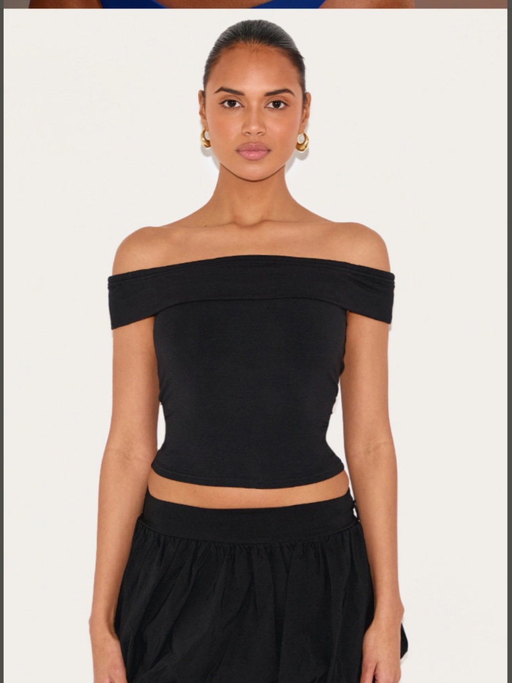 Pretty little things top Black Modal Cotton Bardot Long Top
 
Size: 6